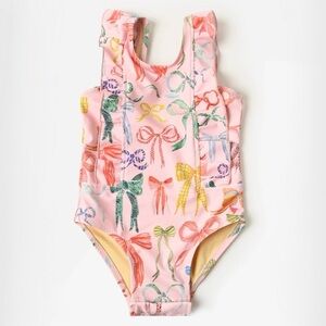 Pink Chicken Baby Girls Katniss Swimsuit, Colorful Bow Print - Size 6-12M